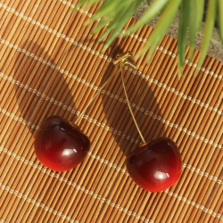 Mey İthalat® Gold Renk Kiraz Model Kadın Küpe