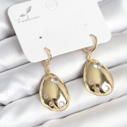 Mey İthalat® Gold Renk Pirinç Damla Model Kadın Küpe