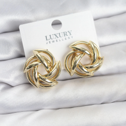 Mey İthalat® Gold Renk Pirinç Keskin Sarmal Model Kadın Küpe