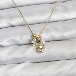 Mey İthalat® Gold Renk Pirinç Minimal Kelebek Charmlı Kadın Kolye