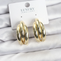 Mey İthalat® Gold Renk Pirinç Yarım Halka Model Kadın Küpe