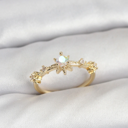 Mey İthalat® Gold Renk Pirinç Yıldız Model Kadın Yüzük