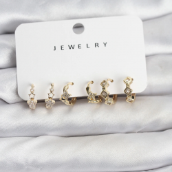 Mey İthalat® Gold Renk Pirinç Yıldız Modelli Kadın Küpe Seti