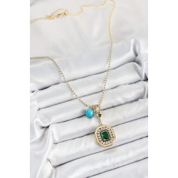 Mey İthalat® Gold Renk Pirinç Zirkon Taşlı Kadın Serenay Kolyesi