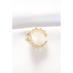 Mey İthalat® Gold Renk Tırtıklı Kalın Baget Taş Tasarım Ayarlanabilir Yüzük