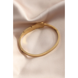 Mey İthalat® Gold Renk Yaprak Model Zirkon Taş Detay Kelepçe Kadın Bileklik