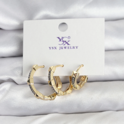 Mey İthalat® Gold Renk Zirkon Taşlı Kadın Küpe