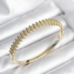 Mey İthalat® Gold Renk Zirkon Taşlı Pirinç Kadın Kelepçe