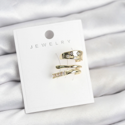 Mey İthalat® Gold Renk Zirkon Taşlı Pirinç Kıkırdak Küpe