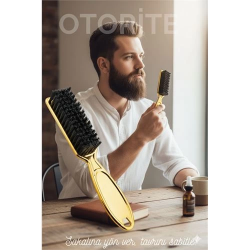 Mey İthalat® GOLD Sakal Bıyık Tarama Fırçası - Sakal FırçaSI – Şekillendirici, Anti-Statik