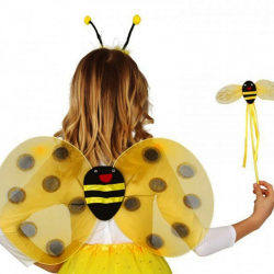 Mey İthalat® Gösteri Arı Kanadı Kostüm Seti – Çocuklar İçin Kanat, Taç ve Asa Aksesuarı