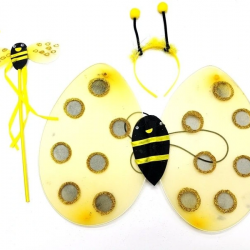 Mey İthalat® Gösteri Arı Kostüm Seti – Çocuklar İçin Kanat, Taç ve Asa Aksesuarı