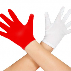 Mey İthalat® Gösteriler İçin 1 Çift Kırmızı Beyaz Pandomim Eldiveni Çocuk Boy