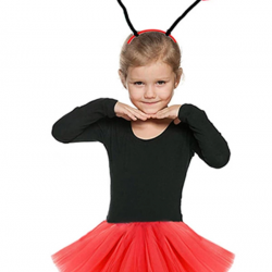 Mey İthalat® Gösteriler İçin Kırmızı Uğur Böceği Tütü Etek ve Kırmızı Uğur Böceği Taç Seti