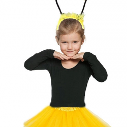Mey İthalat® Gösteriler İçin Sarı Arı Tütü Etek ve Sarı Ponponlu Arı Taç Seti