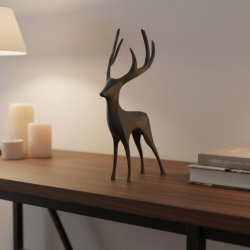 Mey İthalat® Gri Geyik Biblo Minimal Tasarım Şık Ev Aksesuarı