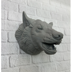 Mey İthalat® Gri Kurt Duvar Biblosu Güçlü Detaylı Dekoratif Tasarım 25x19 cm