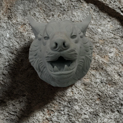 Mey İthalat® Gri Kurt Duvar Dekoru Asılabilir Dekoratif Heykel Tasarım