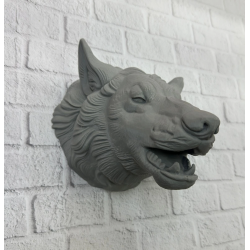 Mey İthalat® Gri Kurt Duvar Dekoru Asılabilir Dekoratif Heykel Tasarım