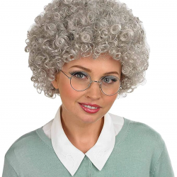 Mey İthalat® Gri Renk Kabarık Bonus Peruk Afro Takma Saç