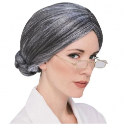 Mey İthalat® Gri Renk Yaşlı Peruğu Takma Saç Anneanne Babaanne Yetişkin Çocuk Uyumlu