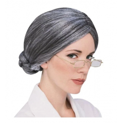 Mey İthalat® Gri Renk Yaşlı Peruğu Takma Saç Büyükanne Peruğu Yetişkin Çocuk Uyumlu