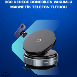 Mey İthalat® Güçlü Manyetik Tutuşlu 360° Döner Araç Telefon Tutucu – Vakumlu Montajlı