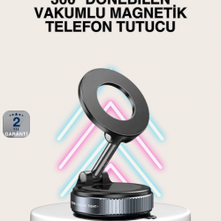 Mey İthalat® Güçlü Mıknatıslı Vakumlu Araç Telefon Tutucu Alüminyum Gövde