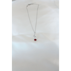 Mey İthalat® Gümüş Kaplama Kırmızı Gül Figürlü Kadın Kolye