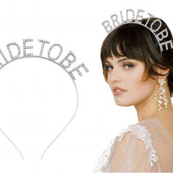 Mey İthalat® Gümüş Kaplama Kristal Taşlı Bride To Be Gelin Tacı 16x17 cm