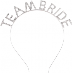 Mey İthalat® Gümüş Kaplama Kristal Taşlı Team Bride Taç 16x17 cm