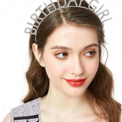 Mey İthalat® Gümüş Kristal Taşlı Birthday Girl Doğum Günü Tacı İthal Ürün  17x16 cm