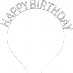 Mey İthalat® Gümüş Kristal Taşlı Happy Birthday Doğum Günü Tacı İthal Ürün A Kalite 17x16 cm