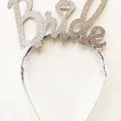 Mey İthalat® Gümüş Renk Bekarlığa Veda İtalik Yazı Alyanslı Bride Taç