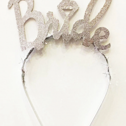 Mey İthalat® Gümüş Renk Bekarlığa Veda İtalik Yazı Alyanslı Bride Taç