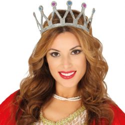 Mey İthalat® Gümüş Renk Çocuk ve Yetişkin Uyumlu Kraliçe Tacı Prenses Tacı 8X25 cm