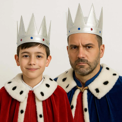 Mey İthalat® Gümüş Renk Eva Yumuşak Kral Kraliyet Tacı Yetişkin Çocuk Uyumlu 55 cm