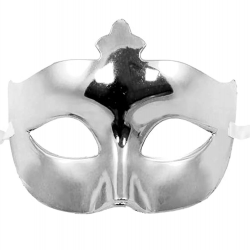 Mey İthalat® Gümüş Renk Kostüm Partisi Ekstra Parlak Balo Maskesi 15x10 cm