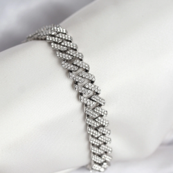 Mey İthalat® Gümüş Renk Pirinç Cuba Chain Gurmet Bileklik