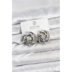 Mey İthalat® Gümüş Renk Pirinç Keskin Sarmal Model Kadın Küpe