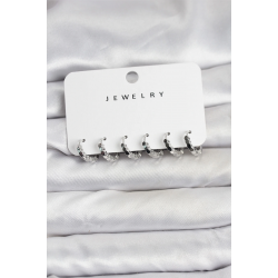 Mey İthalat® Gümüş Renk Pirinç Minimal Petek Detaylı Kadın Küpe Seti