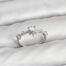 Mey İthalat® Gümüş Renk Pirinç Yıldız Model Kadın Yüzük