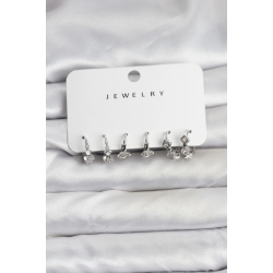 Mey İthalat® Gümüş Renk Pirinç Yıldız Modelli Kadın Küpe Seti