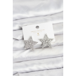 Mey İthalat® Gümüş Renk Pirinç Zirkon Taşlı Yıldız Model Kadın Küpe