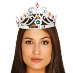 Mey İthalat® Gümüş Renk Plastik Prenses Tacı Kraliçe Tacı 60 cm