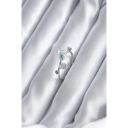 Mey İthalat® Gümüş Renk Renkli Zirkon Taşlı Kadın Yüzük