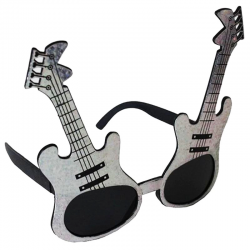 Mey İthalat® Gümüş Renk Rockn Roll Gitar Şekilli Parti Gözlüğü 15x15 cm