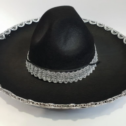 Mey İthalat® Gümüş Renk Şeritli Meksika Mariachi Latin Şapkası 55 cm Çocuk NessiWorld