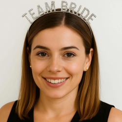 Mey İthalat® Gümüş Renk Team Bride Taç Plastik – Gelin ve Nedime Tacı