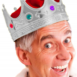 Mey İthalat® Gümüş Renk Yetişkin Çocuk Uyumlu Kral Tacı Kraliyet Tacı 60 cm